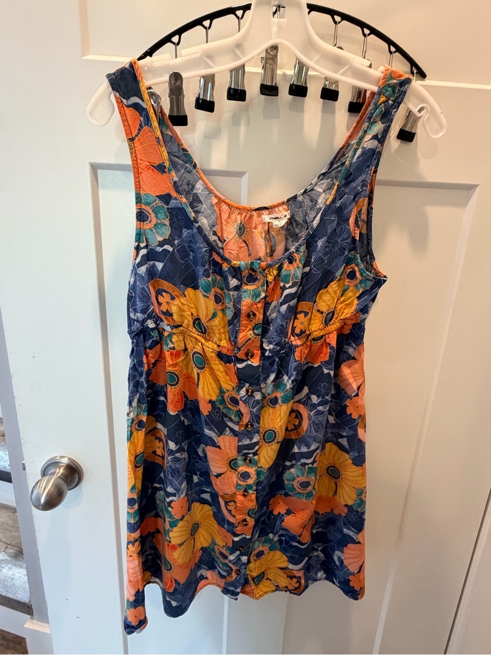 O’Neill Floral Button Front Swim Cover-Up Tunic Top Large